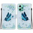 For Xiaomi Redmi Note 12 5G Crystal Texture Colored Drawing Leather Phone Case(Blue Pansies) - 1