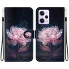 For Xiaomi Redmi Note 12 Pro Crystal Texture Colored Drawing Leather Phone Case(Purple Peony) - 1