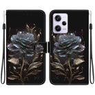 For Xiaomi Redmi Note 12 Pro Crystal Texture Colored Drawing Leather Phone Case(Black Rose) - 1