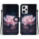 For Xiaomi Redmi Note 12 Pro+ Crystal Texture Colored Drawing Leather Phone Case(Purple Peony) - 1