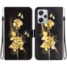 For Xiaomi Redmi Note 12 Pro+ Crystal Texture Colored Drawing Leather Phone Case(Gold Butterfly Rose) - 1