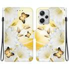 For Xiaomi Redmi Note 12 Pro+ Crystal Texture Colored Drawing Leather Phone Case(Gold Butterfly Epiphyllum) - 1