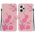 For Xiaomi Redmi Note 12 Pro+ Crystal Texture Colored Drawing Leather Phone Case(Cherry Blossoms) - 1