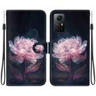 For Xiaomi Redmi Note 12S Crystal Texture Colored Drawing Leather Phone Case(Purple Peony) - 1