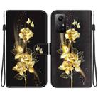 For Xiaomi Redmi Note 12S Crystal Texture Colored Drawing Leather Phone Case(Gold Butterfly Rose) - 1