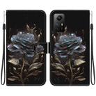 For Xiaomi Redmi Note 12S Crystal Texture Colored Drawing Leather Phone Case(Black Rose) - 1