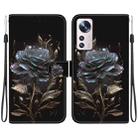 For Xiaomi 12 Pro Crystal Texture Colored Drawing Leather Phone Case(Black Rose) - 1