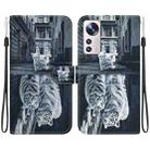 For Xiaomi 12 Pro Crystal Texture Colored Drawing Leather Phone Case(Cat Tiger Reflection) - 1