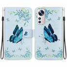 For Xiaomi 12 Pro Crystal Texture Colored Drawing Leather Phone Case(Blue Pansies) - 1