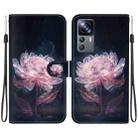 For Xiaomi 12T / 12T Pro Crystal Texture Colored Drawing Leather Phone Case(Purple Peony) - 1