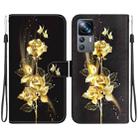 For Xiaomi 12T / 12T Pro Crystal Texture Colored Drawing Leather Phone Case(Gold Butterfly Rose) - 1