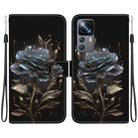 For Xiaomi 12T / 12T Pro Crystal Texture Colored Drawing Leather Phone Case(Black Rose) - 1