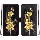 For Xiaomi Mi 10T Pro 5G / 10T Pro Crystal Texture Colored Drawing Leather Phone Case(Gold Butterfly Rose) - 1