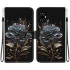 For Xiaomi Poco M4 5G Crystal Texture Colored Drawing Leather Phone Case(Black Rose) - 1