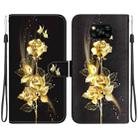 For Xiaomi Poco X3 NFC / X3 Crystal Texture Colored Drawing Leather Phone Case(Gold Butterfly Rose) - 1