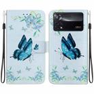 For Xiaomi Poco X4 Pro 5G Crystal Texture Colored Drawing Leather Phone Case(Blue Pansies) - 1