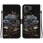 For Xiaomi Redmi 10A Crystal Texture Colored Drawing Leather Phone Case(Black Rose) - 1