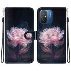 For Xiaomi Redmi 12C / 11A Crystal Texture Colored Drawing Leather Phone Case(Purple Peony) - 1