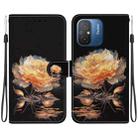 For Xiaomi Redmi 12C / 11A Crystal Texture Colored Drawing Leather Phone Case(Gold Peony) - 1