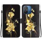 For Xiaomi Redmi 12C / 11A Crystal Texture Colored Drawing Leather Phone Case(Gold Butterfly Rose) - 1