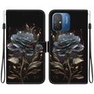 For Xiaomi Redmi 12C / 11A Crystal Texture Colored Drawing Leather Phone Case(Black Rose) - 1