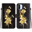 For Xiaomi Redmi A1 / A2 Crystal Texture Colored Drawing Leather Phone Case(Gold Butterfly Rose) - 1