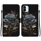 For Xiaomi Redmi A1 / A2 Crystal Texture Colored Drawing Leather Phone Case(Black Rose) - 1