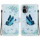 For Xiaomi Redmi Note 10 4G / Note 10S Crystal Texture Colored Drawing Leather Phone Case(Blue Pansies) - 1