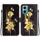 For Xiaomi Redmi 10 5G / Note 11E Crystal Texture Colored Drawing Leather Phone Case(Gold Butterfly Rose) - 1