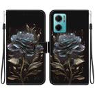 For Xiaomi Redmi 10 5G / Note 11E Crystal Texture Colored Drawing Leather Phone Case(Black Rose) - 1