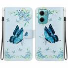 For Xiaomi Redmi 10 5G / Note 11E Crystal Texture Colored Drawing Leather Phone Case(Blue Pansies) - 1