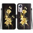 For Xiaomi 12 Lite Crystal Texture Colored Drawing Leather Phone Case(Gold Butterfly Rose) - 1