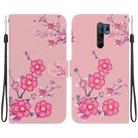 For Xiaomi Redmi 9 / 9 Prime Crystal Texture Colored Drawing Leather Phone Case(Cherry Blossoms) - 1