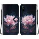 For Xiaomi Redmi 9A Crystal Texture Colored Drawing Leather Phone Case(Purple Peony) - 1