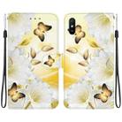 For Xiaomi Redmi 9A Crystal Texture Colored Drawing Leather Phone Case(Gold Butterfly Epiphyllum) - 1