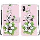 For Xiaomi Redmi 9A Crystal Texture Colored Drawing Leather Phone Case(Lily) - 1