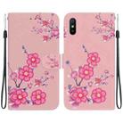 For Xiaomi Redmi 9A Crystal Texture Colored Drawing Leather Phone Case(Cherry Blossoms) - 1