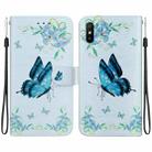 For Xiaomi Redmi 9A Crystal Texture Colored Drawing Leather Phone Case(Blue Pansies) - 1