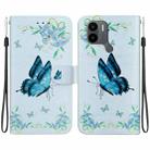 For Xiaomi Redmi A1+ / Poco C50 Crystal Texture Colored Drawing Leather Phone Case(Blue Pansies) - 1