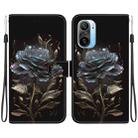 For Xiaomi Redmi K40 / K40 Pro Crystal Texture Colored Drawing Leather Phone Case(Black Rose) - 1