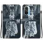 For Xiaomi Redmi K40 / K40 Pro Crystal Texture Colored Drawing Leather Phone Case(Cat Tiger Reflection) - 1