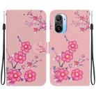 For Xiaomi Redmi K40 / K40 Pro Crystal Texture Colored Drawing Leather Phone Case(Cherry Blossoms) - 1