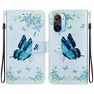 For Xiaomi Redmi K40 / K40 Pro Crystal Texture Colored Drawing Leather Phone Case(Blue Pansies) - 1
