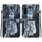 For Xiaomi Redmi Note 8T Crystal Texture Colored Drawing Leather Phone Case(Cat Tiger Reflection) - 1