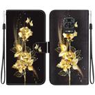 For Xiaomi Redmi Note 9 Pro / 9S Crystal Texture Colored Drawing Leather Phone Case(Gold Butterfly Rose) - 1