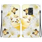 For Xiaomi Redmi Note 9 Pro / 9S Crystal Texture Colored Drawing Leather Phone Case(Gold Butterfly Epiphyllum) - 1