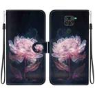 For Xiaomi Redmi Note 9 Crystal Texture Colored Drawing Leather Phone Case(Purple Peony) - 1