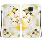 For Xiaomi Redmi Note 9 Crystal Texture Colored Drawing Leather Phone Case(Gold Butterfly Epiphyllum) - 1