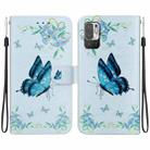 For Xiaomi Redmi Note 10 5G / Poco M3 Pro Crystal Texture Colored Drawing Leather Phone Case(Blue Pansies) - 1