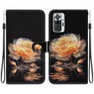 For Xiaomi Redmi Note 10 Lite Crystal Texture Colored Drawing Leather Phone Case(Gold Peony) - 1